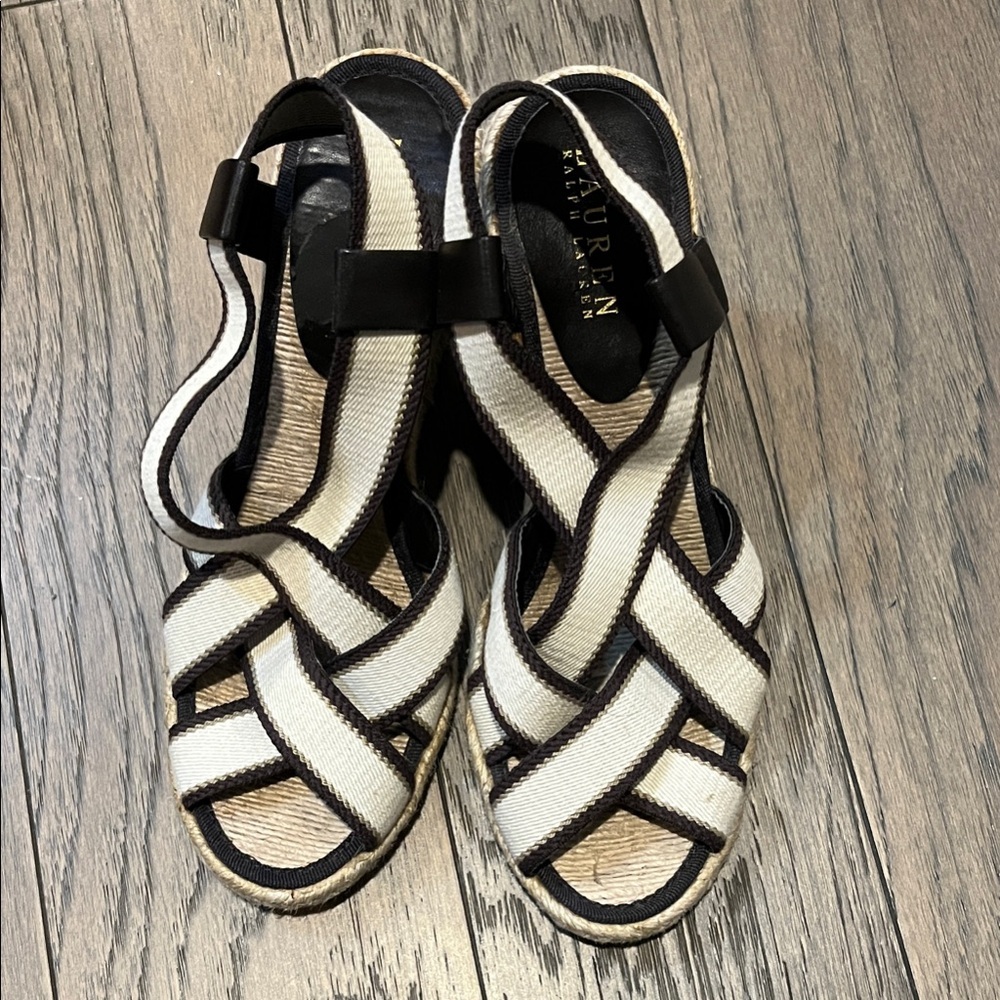 Lauren Ralph Lauren Women's Black and Cream Espadrilles